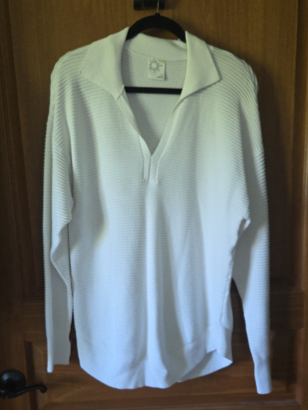 Womens Aerie White Ribbed Collared Sweater Size Small Casual Cozy